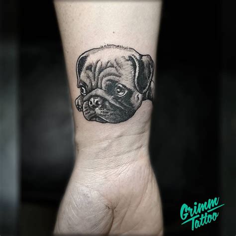Pug Tattoo Dog Tattoo Small Portrait Tattoo By Emre Dizici Pug