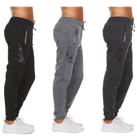 Morningsave 3 Pack Mens Fleece Jogger Pants With Zipper Pockets