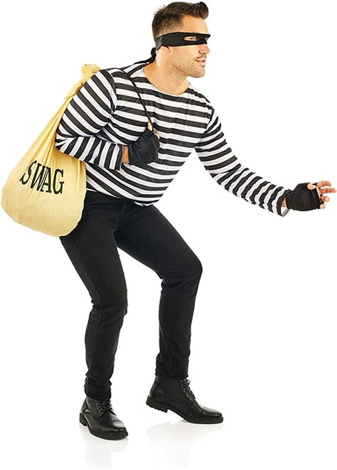 Fun Shack Mens Bank Robber Costume Kit Adult Burglar Thief Villain O S Halloween Black One Size