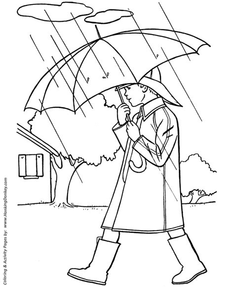 Spring Coloring Pages Kids Spring Boy With Umbrella Coloring Page