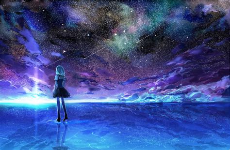 Anime Starry Night Sky Wallpapers Hd Resolution For Free