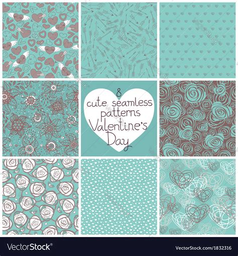 Seamless Patterns Valentines Day Royalty Free Vector Image