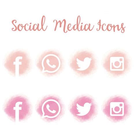 Download Pretty Social Media Icons In Watercolor For Free In 2020