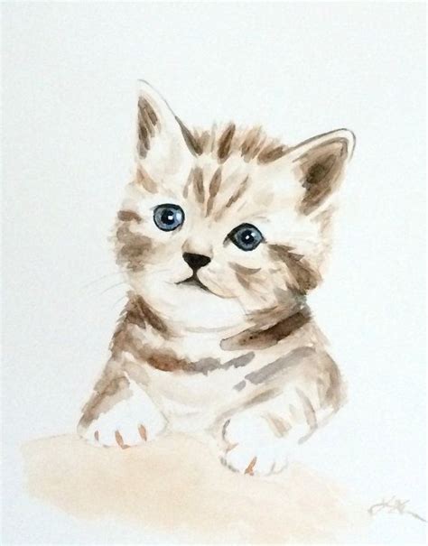 Original Watercolor Painting Kitten Kitten Painting 8x10 Etsy