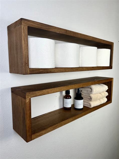 Floating Rectangle Shelf Bathroom Shelf Quality Wood Shelf Etsy