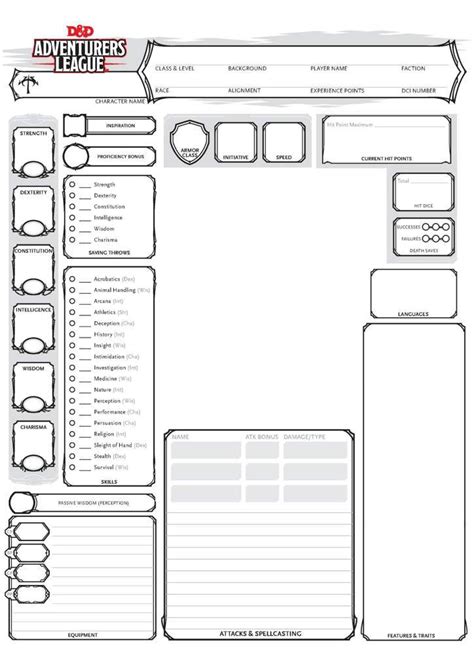 Printable Blank D D Character Sheet