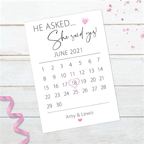 Personalised Engagement Date Calendar Print Violet Grace