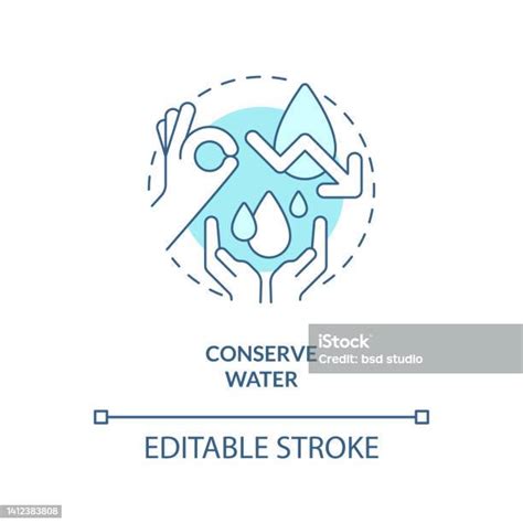 Conserve Water Turquoise Concept Icon Stock Illustration Download