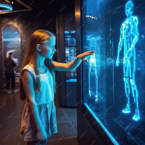 Premium Photo | A young girl getting directions from a holographic
