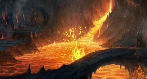 Lava Cave Fantasy Landscape Fantasy Setting Environment Concept Art