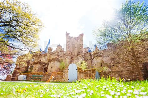 Spring Lawn And Lowenburg Castle Kassel Bergpark Stock Image Colourbox