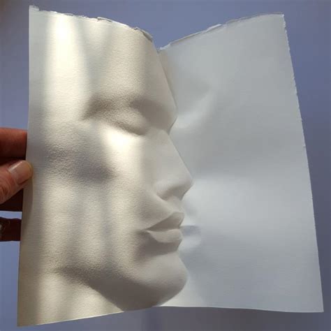 Polly Verity Figurative Sculptural Folding Of The Paper Into Faces