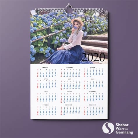 Kalender Dinding Percetakan Shabat Warna Digital Offset Printing