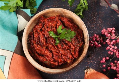 Hot Sauce Turkish Name Ezme Wooden Stock Photo 2246201943 Shutterstock