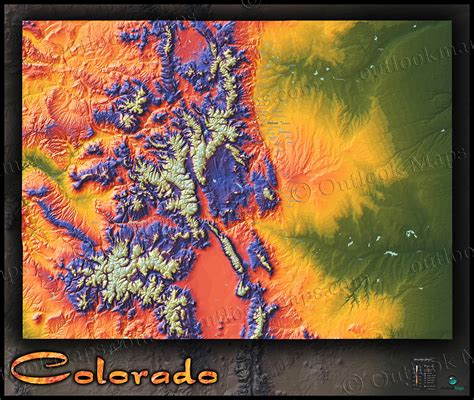 Colorado Map Colorful 3d Topography Of Rocky Mountains
