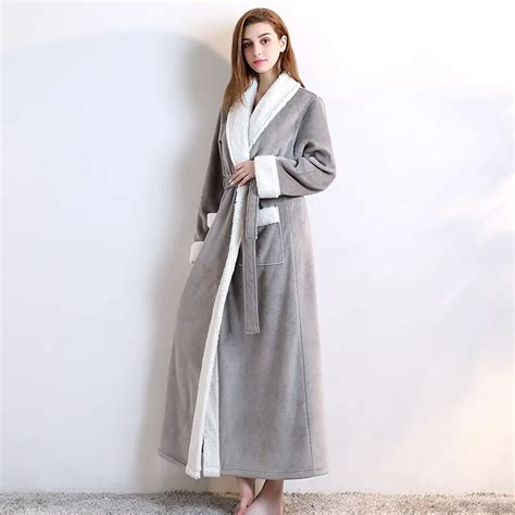 Winter Warm Thick Robe Ankle Length Female Long Robes Women Soft Kimono Bathrobe Gown Flannel