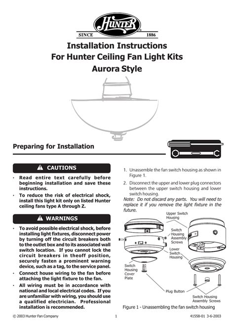 Hunter Ceiling Fan Light Kit Installation Instructions Fan Review