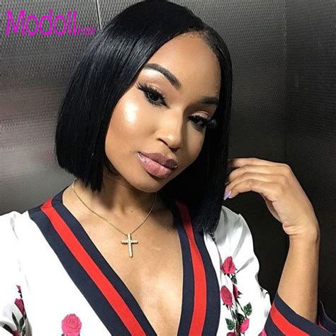 Short Blunt Cut Bob Wig For Black Women Human Hair Lace Front Wigs Brazilian Remy Hair Short