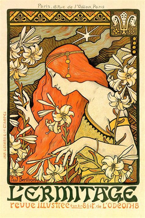 Lermitage Vintage Illustration Alphonse Mucha Art Nouveau Art Prints Mucha Print Art Nouveau