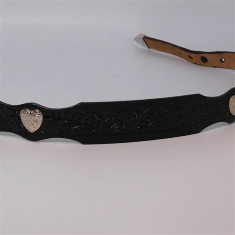 Accessories Black Leather Western Cowgirl Belt With Silvertone Hearts