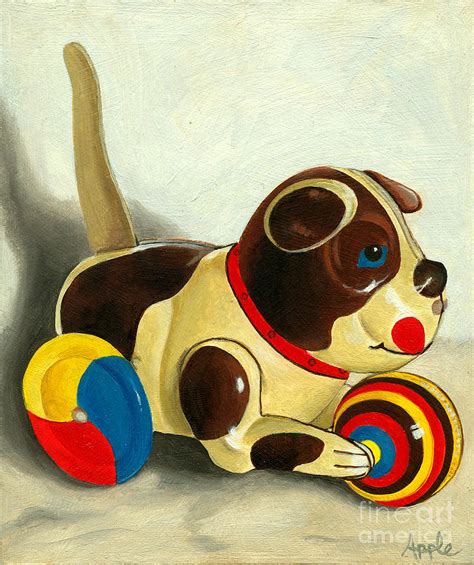 Old Windup Dog Toy Painting Painting By Linda Apple