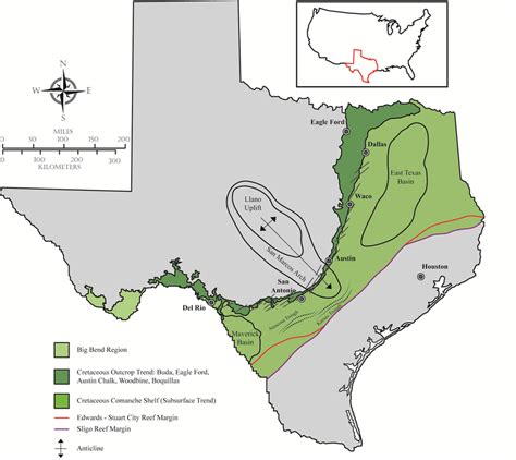 Map Of Texas That Shows The Distribution Of The Eagle Ford And