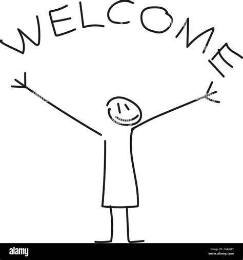 happy person welcoming with wide open hands stock vector image and art alamy