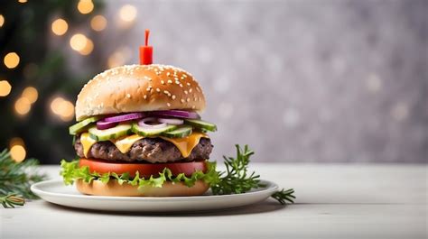 Premium Photo Hamburger Wallpaper With Copy Space Delicious Burger