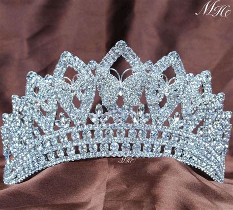 butterfly wedding bridal tiaras pageant crowns rhinestones crystal prom party silver headbands