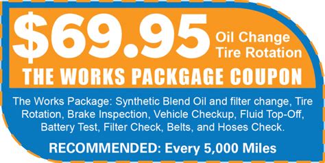 Service Coupon Oil Change And Tire Rotation The Works Package
