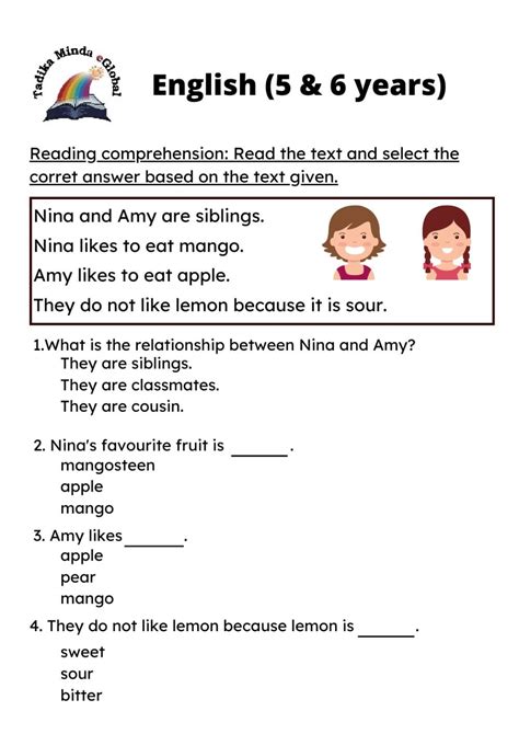 Reading For 6 Year Olds Worksheets Reading Worksheet Printable