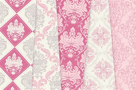 28 Hot Pink Damask Patterns Seamless Digital Papers Bundle