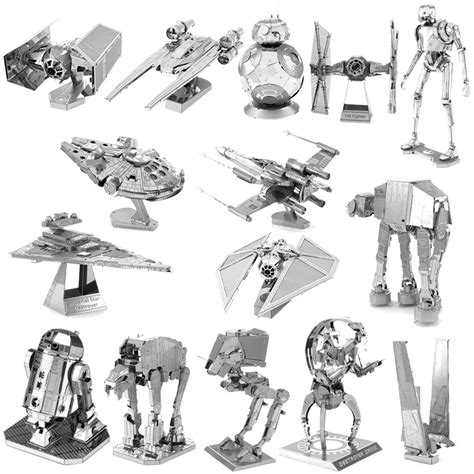 Starwars Model 3d Metal Puzzle R2d2 Millennium X Wing Fighter Atat Atst