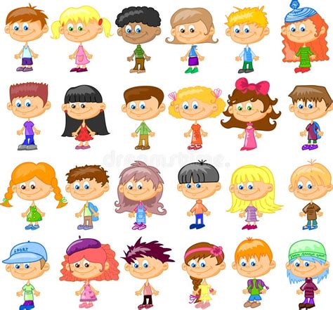 Set Of Cartoon Children Face Vector Stock Vector Illustration Of