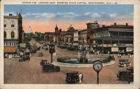 Dexter Ave Looking East Showing State Capitol Montgomery Al Postcard