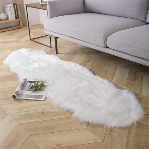 Deluxe Soft Faux Sheepskin Fur Series Decorative Indoor Area Rug 2 X 6 Feet White 1 Pack