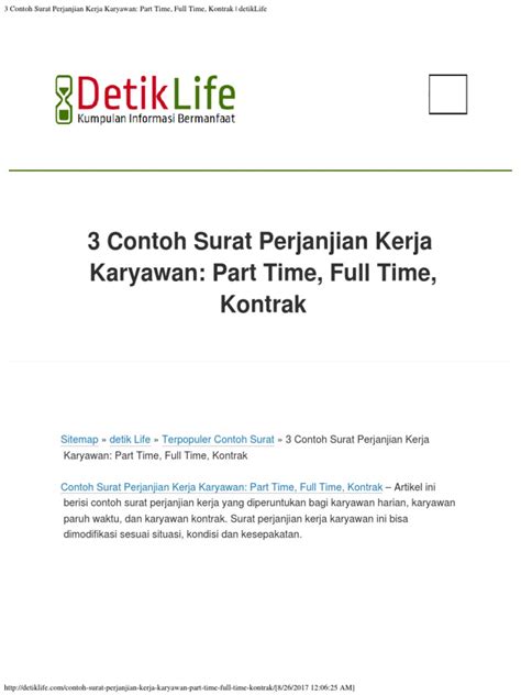 Check spelling or type a new query. 3 Contoh Surat Perjanjian Kerja Karyawan Part Time, Full ...