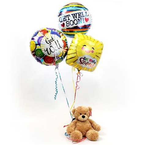 Get Well Balloon Bouquet With Teddy Bear Friends Of Strong T Shop