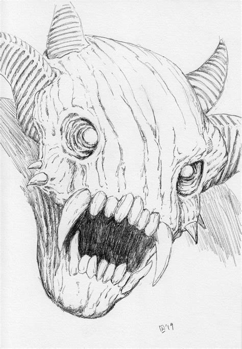Where can i draw monsters with pencil and ink? Pencil Original: A Demon Monster Thing in 2020 | Creature ...