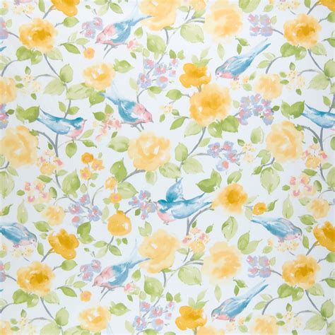 Canary Yellow Floral Cotton Upholstery Fabric