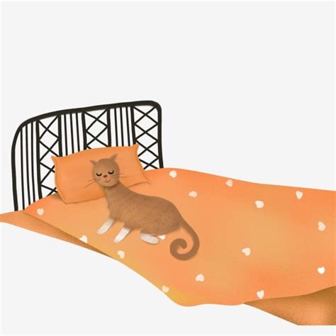Cats Lying In Bed Sleeping Can Be Commercial Elements Cartoon Proud