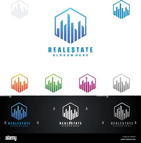 Real Estate Vector Logo Design Abstract Building With Line Shape