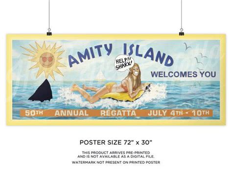 Jaws Amity Island Billboard 30x72 Inch Banner Sign Poster Sign