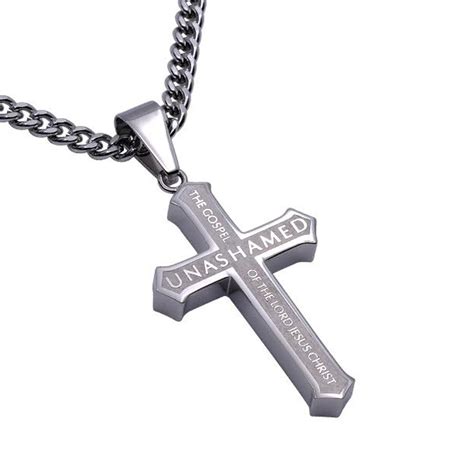 Romans 116 Stainless Steel Cross Necklace With Satin Finish North
