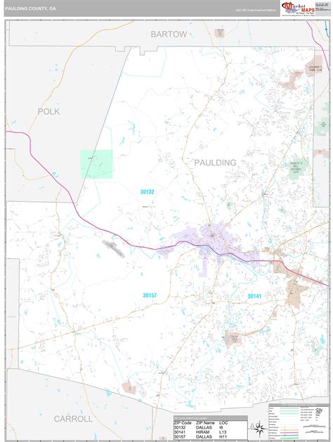 Paulding County Ga Wall Map Premium Style By Marketmaps Mapsales