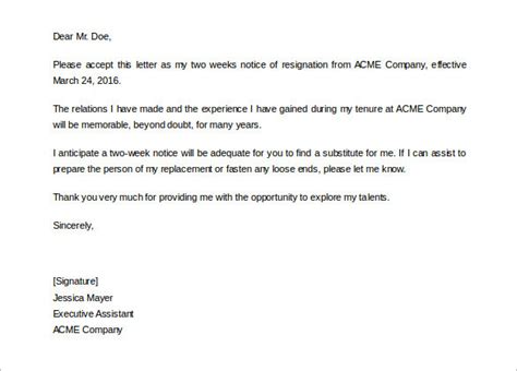 Use this template to make the task easier. 40+ Two Weeks Notice Letter Templates Free PDF Formats