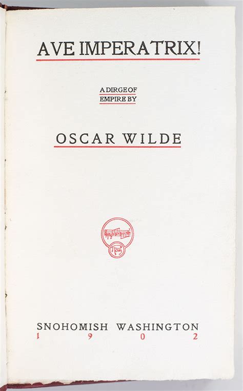 Ave Imperatrix A Dirge Of Empire By Oscar Wilde Raptis Rare Books