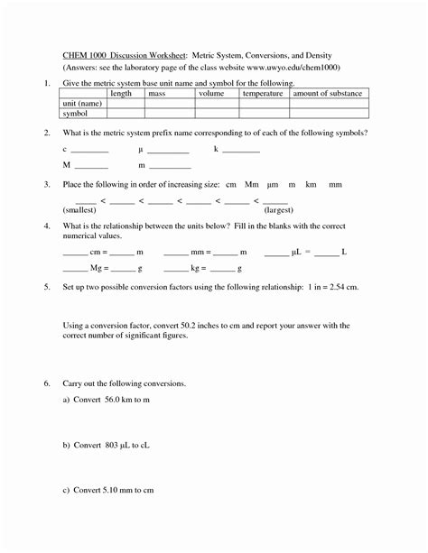 Metrics And Measurement Worksheet Answers