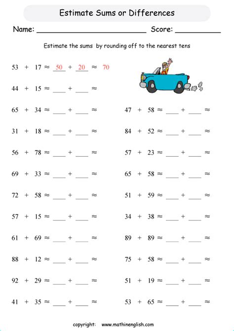 Estimating Numbers Worksheets 4th Grade