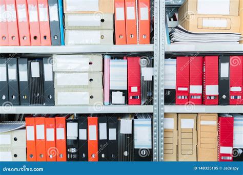 Colourful Blank Blind Folders With Files In The Shelf Archival Stacks